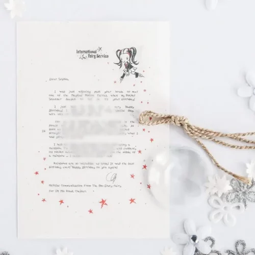 A magically enchanting personalised Fairy letter for your child on their Birthday ... rainbow wishes, golden cakes and Wishing Chairs too!