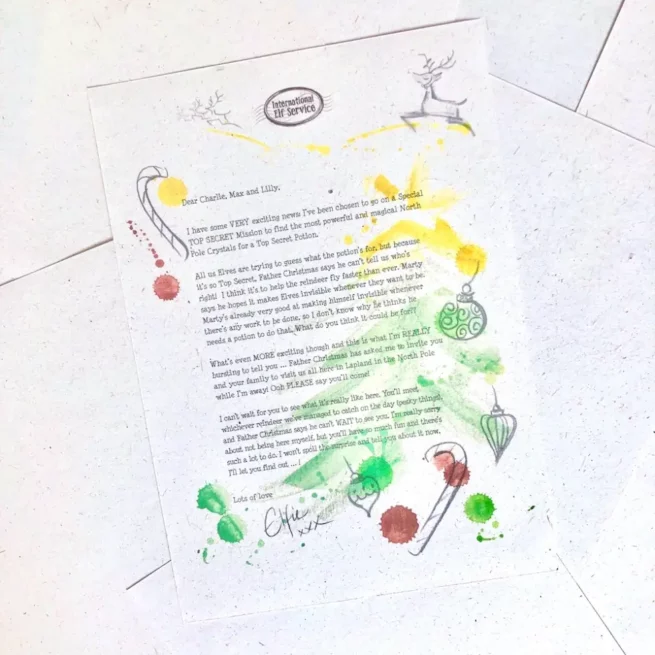 A personalised Invitation to your children from a Christmas Elf asking them to come and visit Lapland! A fantastically magical surprise!