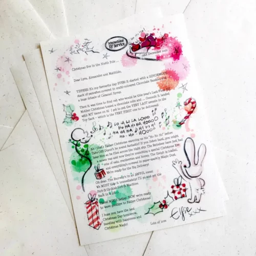A handcrafted, personalised Christmas Elf letter ... for children to discover mysteriously in their home. What happened in the North Pole on Christmas Eve??