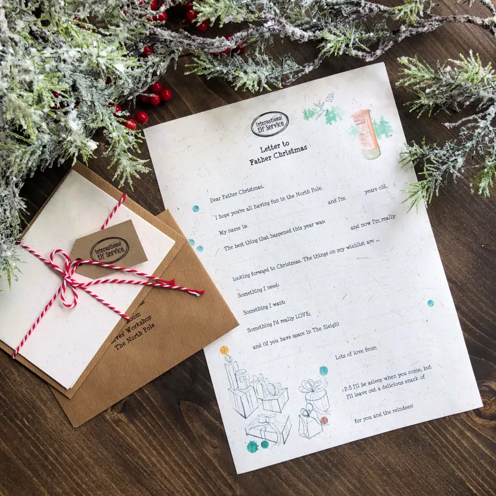 Write your own letter to Father Christmas with International Elf Service’s special North Pole stationery.