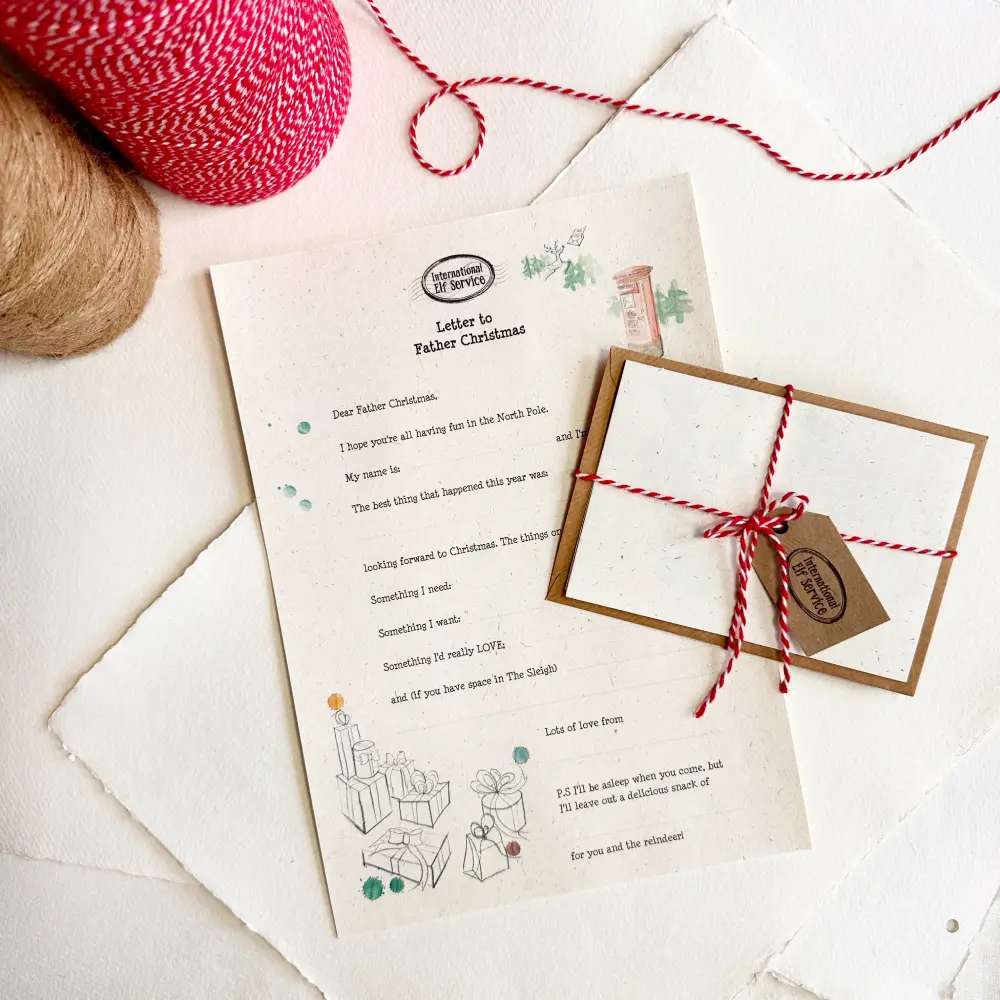 Write your own letter to Father Christmas - by filling in the gaps - using this exquisite North Pole paper and pre-addressed envelope - Father Christmas’ very favourite kind of letter to receive. An extra-special keepsake from International Elf Service.