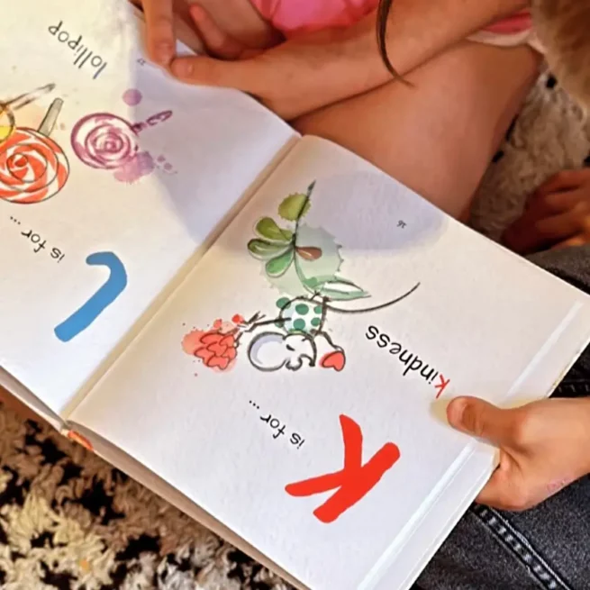 A beautifully illustrated and personalised A-Z story book from International Elf Service, which teaches about kindness as well as the alphabet!