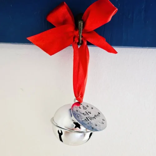 Personalised ‘Believe’ Christmas Bell hand-stamped in the North Pole