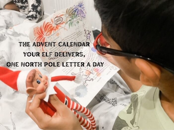Personalised Advent Calendar letter delivered by a child's Elf, North Pole envelope