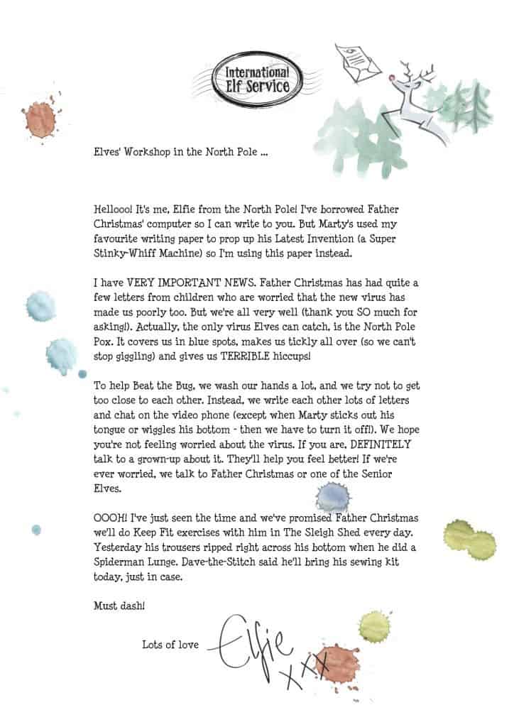 A free illustrated letter, for all children who would like to know if the Coronavirus has reached the North Pole.