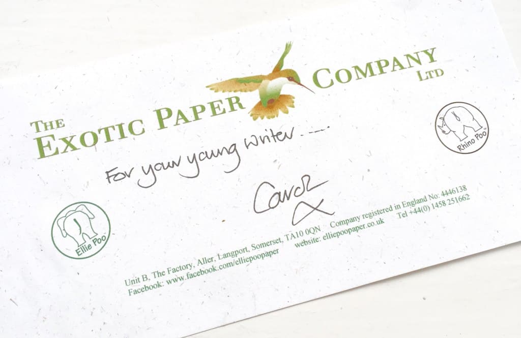 Inspire letter writing with this gorgeous 100% Recycled Ellie Poo Paper from the Exotic Paper Company