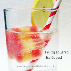 Beautiful layered watermelon & Pineapple Snowflake Ice Cubes. Perfect for kids' Christmas Cocktails!