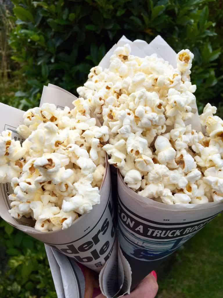 Homemade Popcorn in Newspaper Cones - perfect for all occasions!