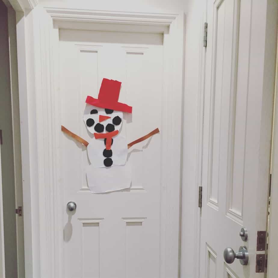 Snowman on door