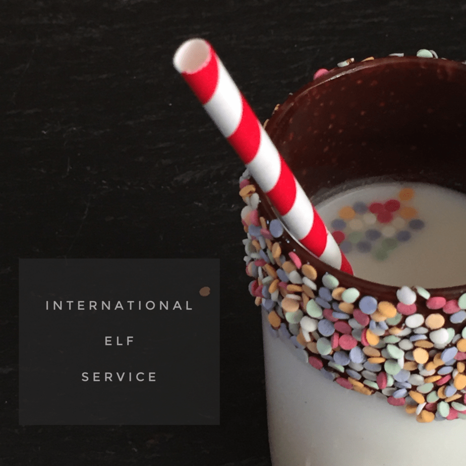 Surprise the kids with a chocolate and sprinkle coated glass on Christmas morning for a North Pole Breakfast. International Elf Service