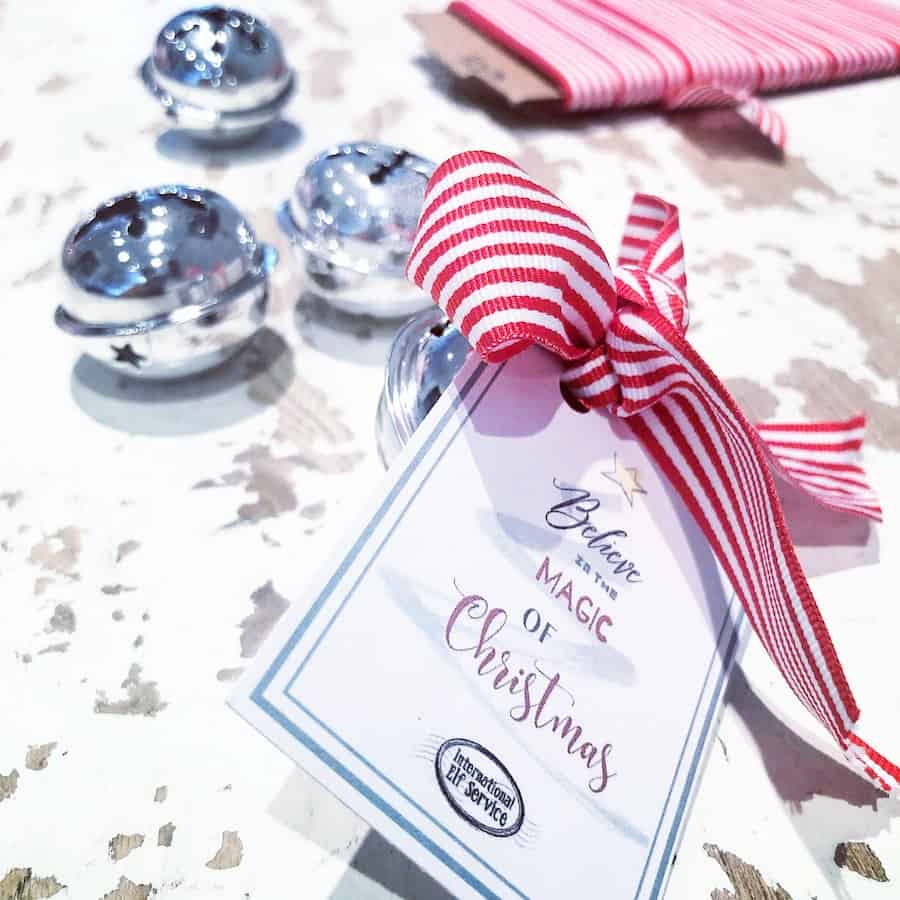 A lovely Christmas Activity and idea for Baby's First Christmas and beyond ... Polar Express I believe Christmas bell tag free printable - Believe In The magic Of Christmas Printable by the international Elf Service